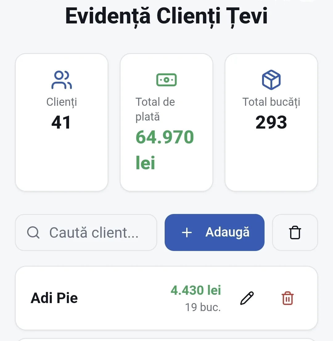 Evidență Țevi